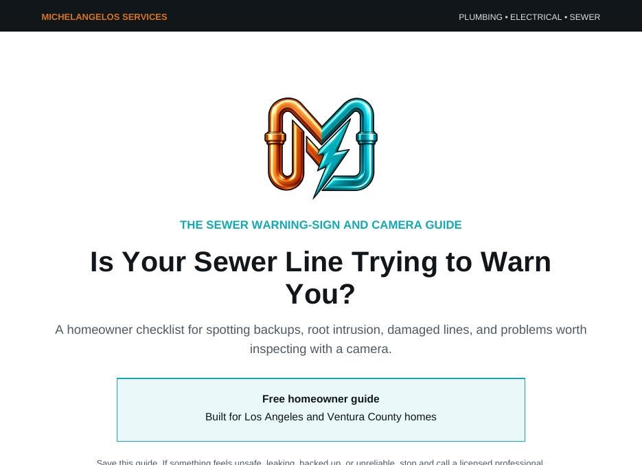 Cover of the Acuna's Plumbing & Rooter Sewer Warning Signs and Camera Guide